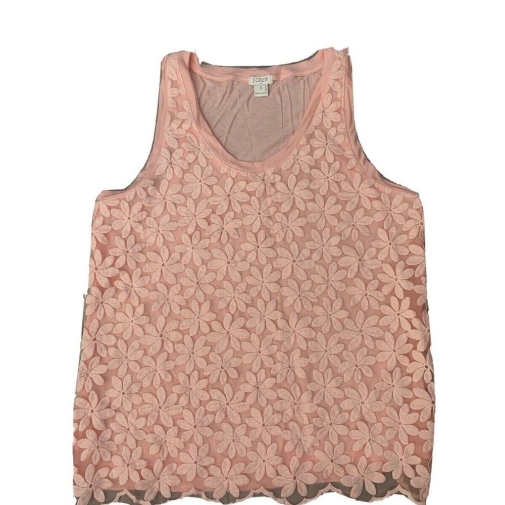 J Crew Womens Tank Top Scalloped Floral Embroidery Size S Women’s